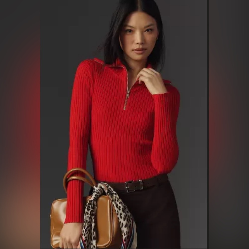 Maeve Fitted Half-Zip Sweater m nwt